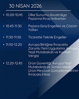 Ticaret Bakanlığı İhracat Süreçleri ve Devlet Destekleri Eğitim Programı – 28-29-30 Nisan 2026 